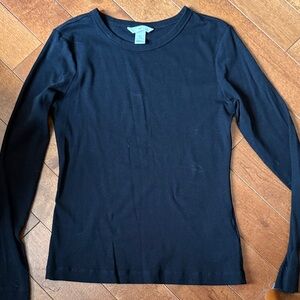 H&M Elegant Black Ribbed Long Sleeve Tee (size L)
